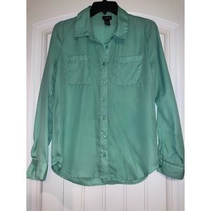 SHEER BUTTON DOWN BLOUSE